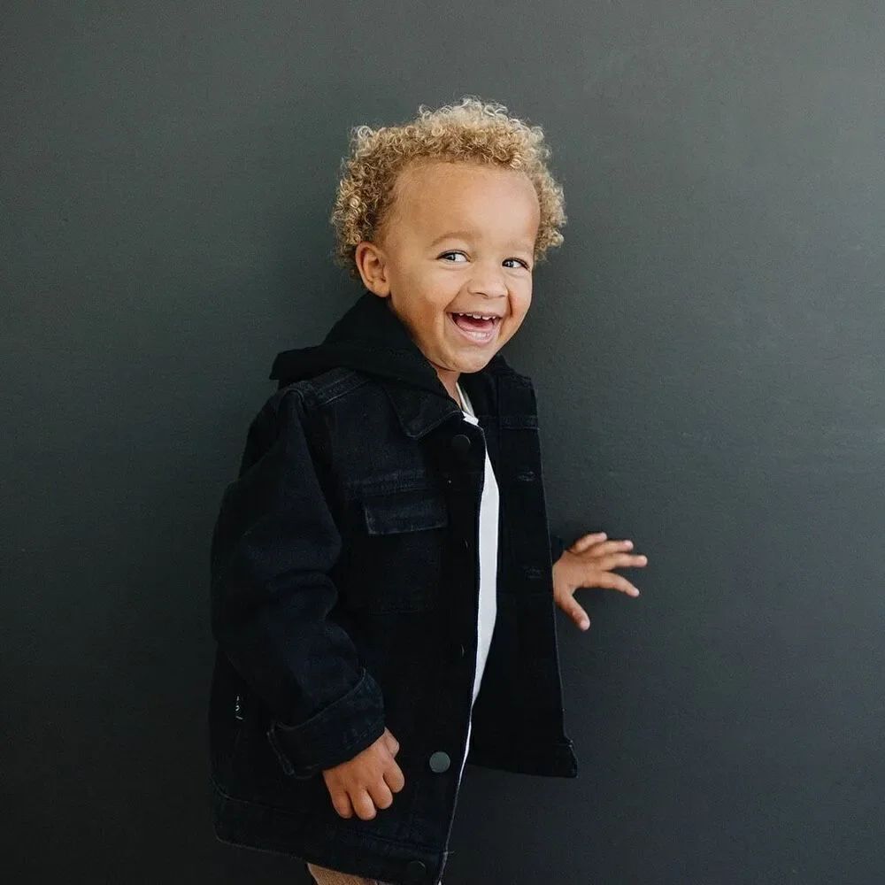 NWT Olive and Scout TATE DENIM JACKET - Black - 12-18M